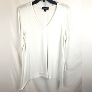 Karen Kane Long Sleeve White Knit Shirt VNeck Sz XL